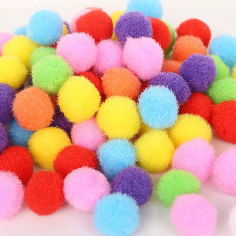 Pompones De Colores 25 MM X100 Colores Surtidos