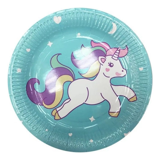 Set 10 Platos Descartables Unicornio Fiesta 23cm