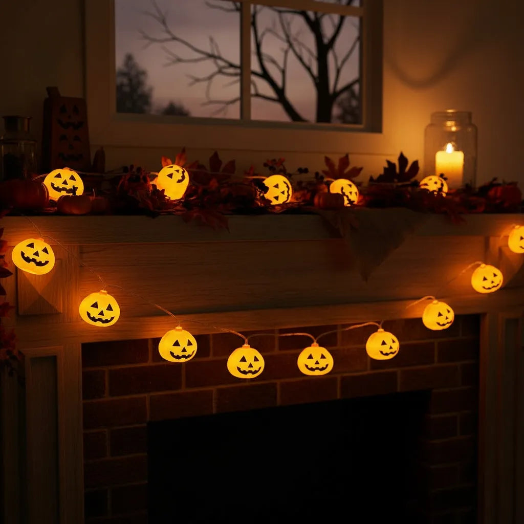 Guirnalda Guia De Luces De Calabaza 2mts Halloween