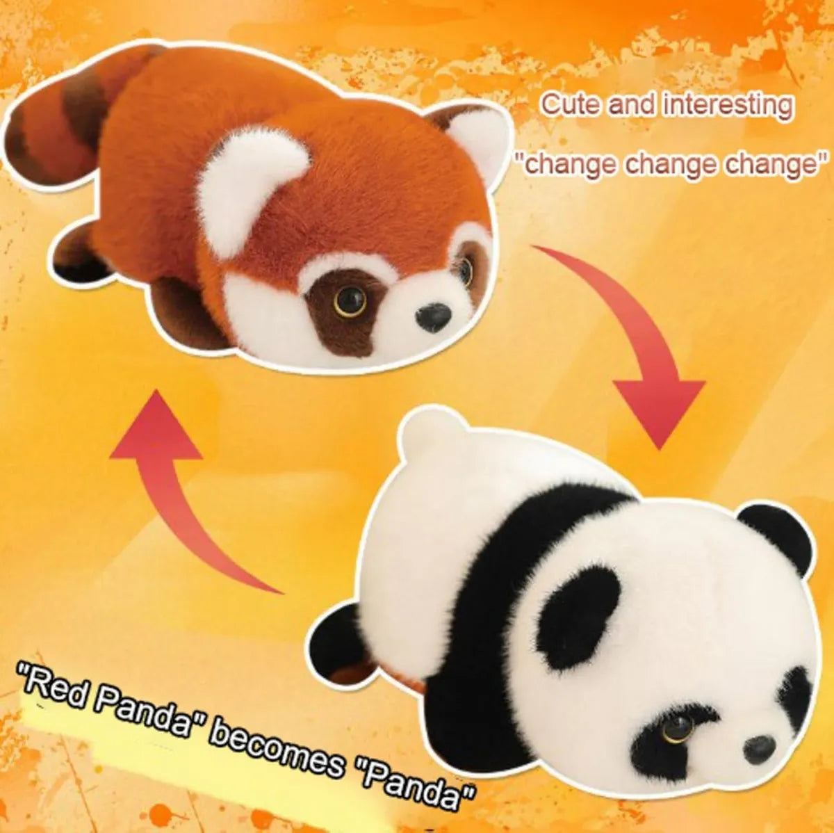 Peluche Magico 2 En 1 Panda Y Panda Rojo Reversible