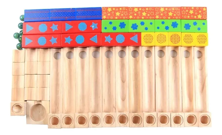 Pista De Bolitas En Madera Montessori 53pcs