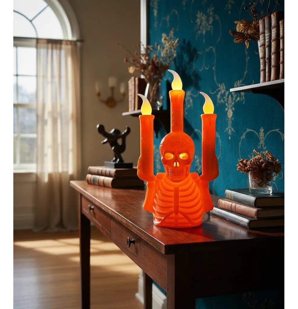 Candelabro Led Calavera 13cm Decoracion Halloween