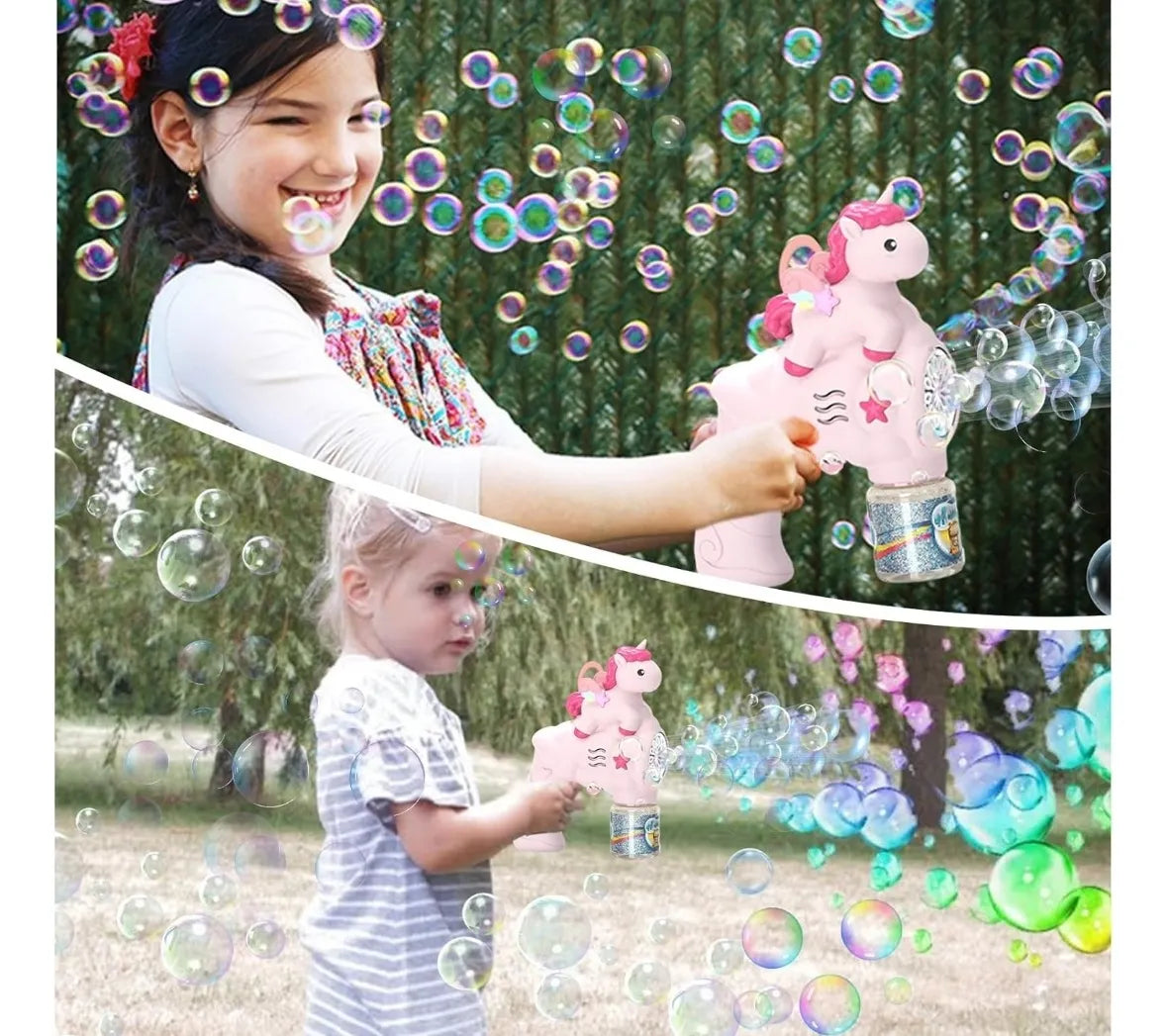 Pistola De Burbujas Unicornio 12 Bocas Con Líquido
