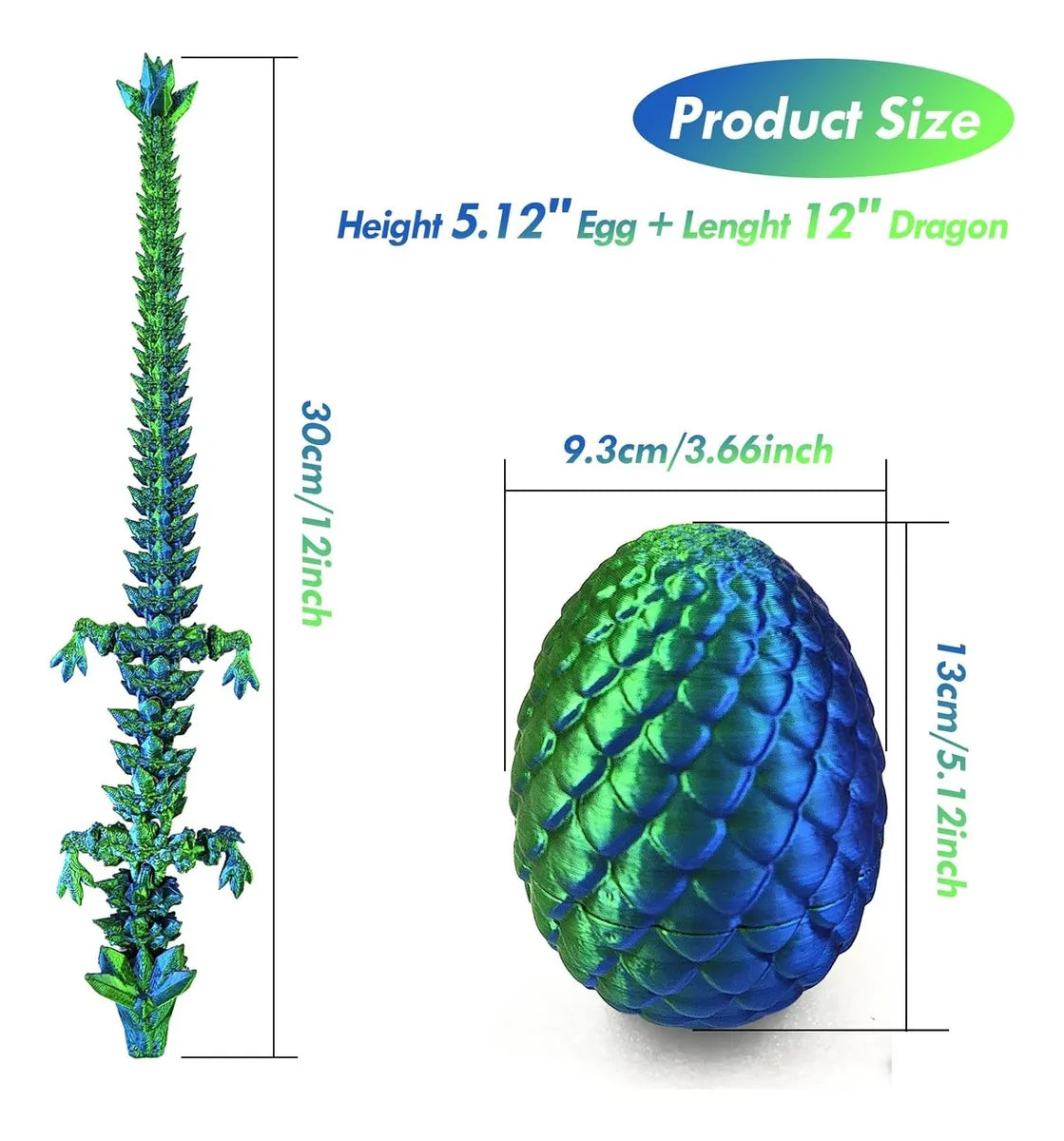 Huevo De Dragon Con Dragón Articulado Colores 22cm