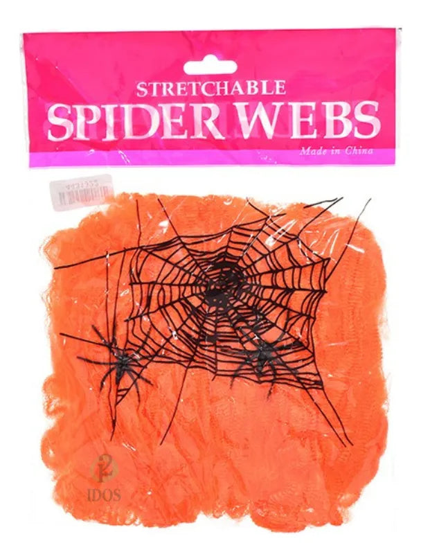 Tela De Araña Artificial Naranja 20 Gms Halloween