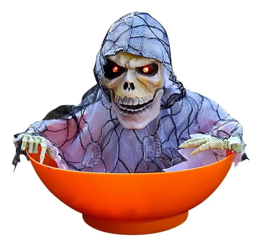 Caramelera Deco Halloween Fantasma Luz Y Sonido