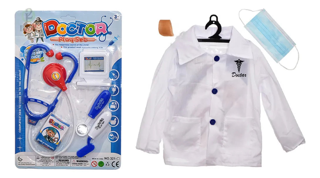 Disfraz De Doctor Infantil Bata Utensilios Tapaboca