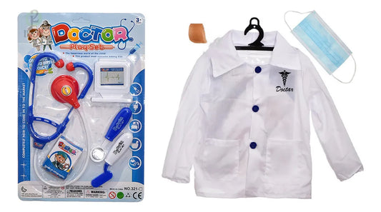 Disfraz De Doctor Infantil Bata Utensilios Tapaboca