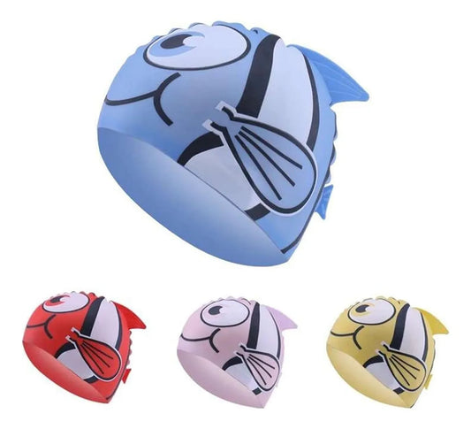 Gorra De Natacion Infantil Silicona Pez 4 Colores