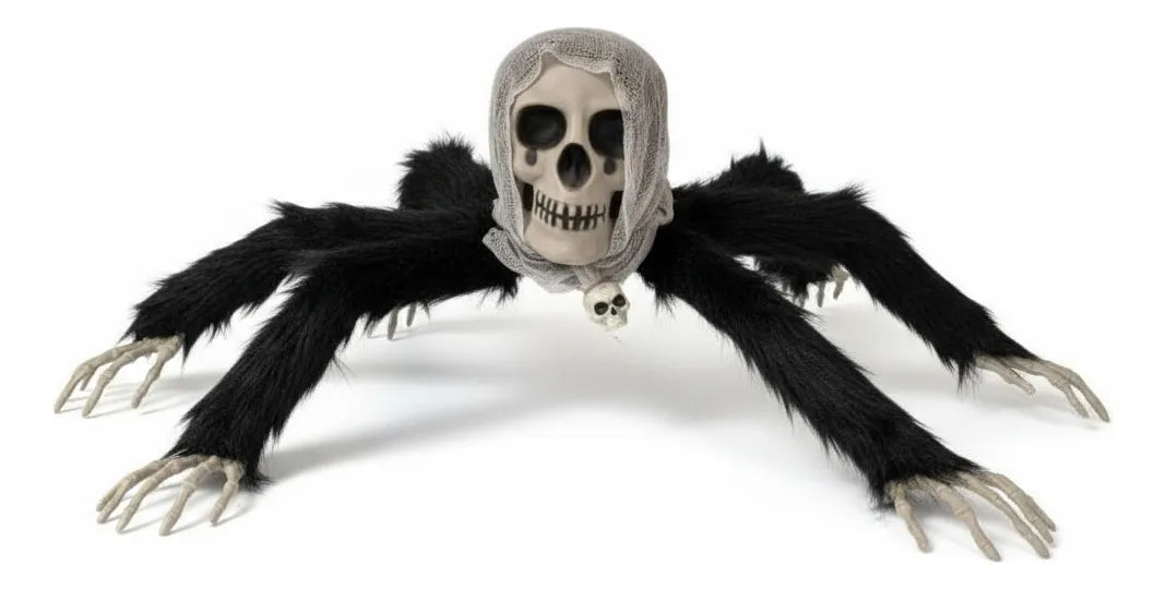 Decoracion Halloween Araña Esqueleto Con Pelos 37cm