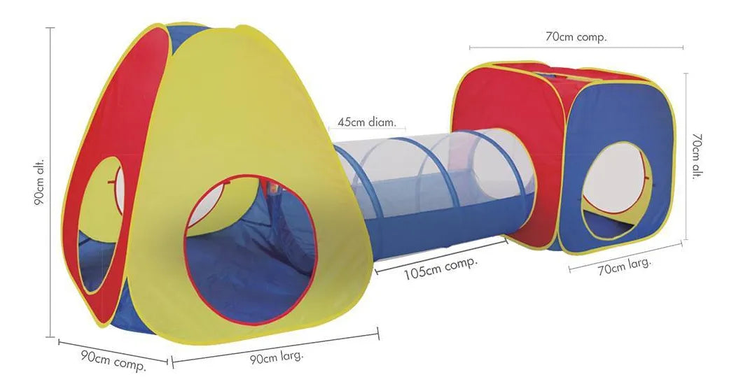 Carpa Casa Infantil Con Tunel 3 En 1 Fácil Armado