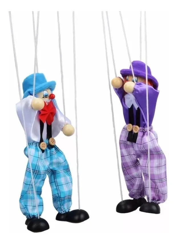 Titeres Marioneta Payaso De Madera