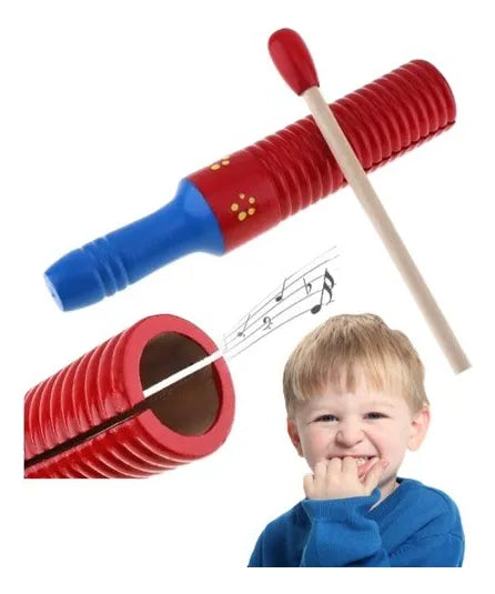 Instrumento Musical Infantil Guiro Rasca De Madera