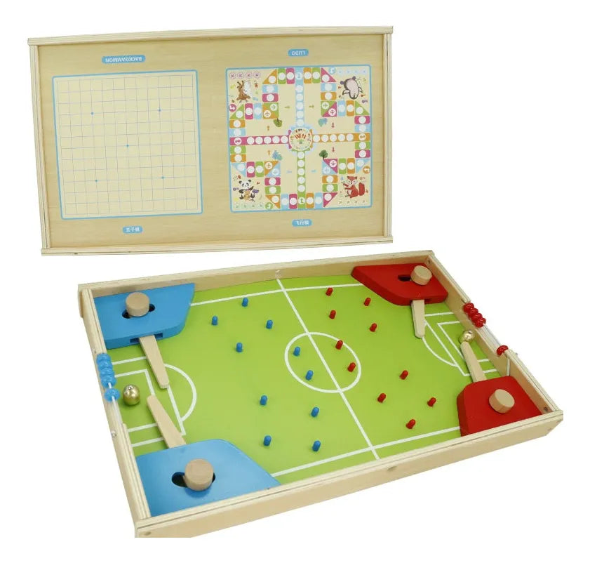 Juego De Mesa 3 En 1 Fútbol Ludo En Madera 56x35cm
