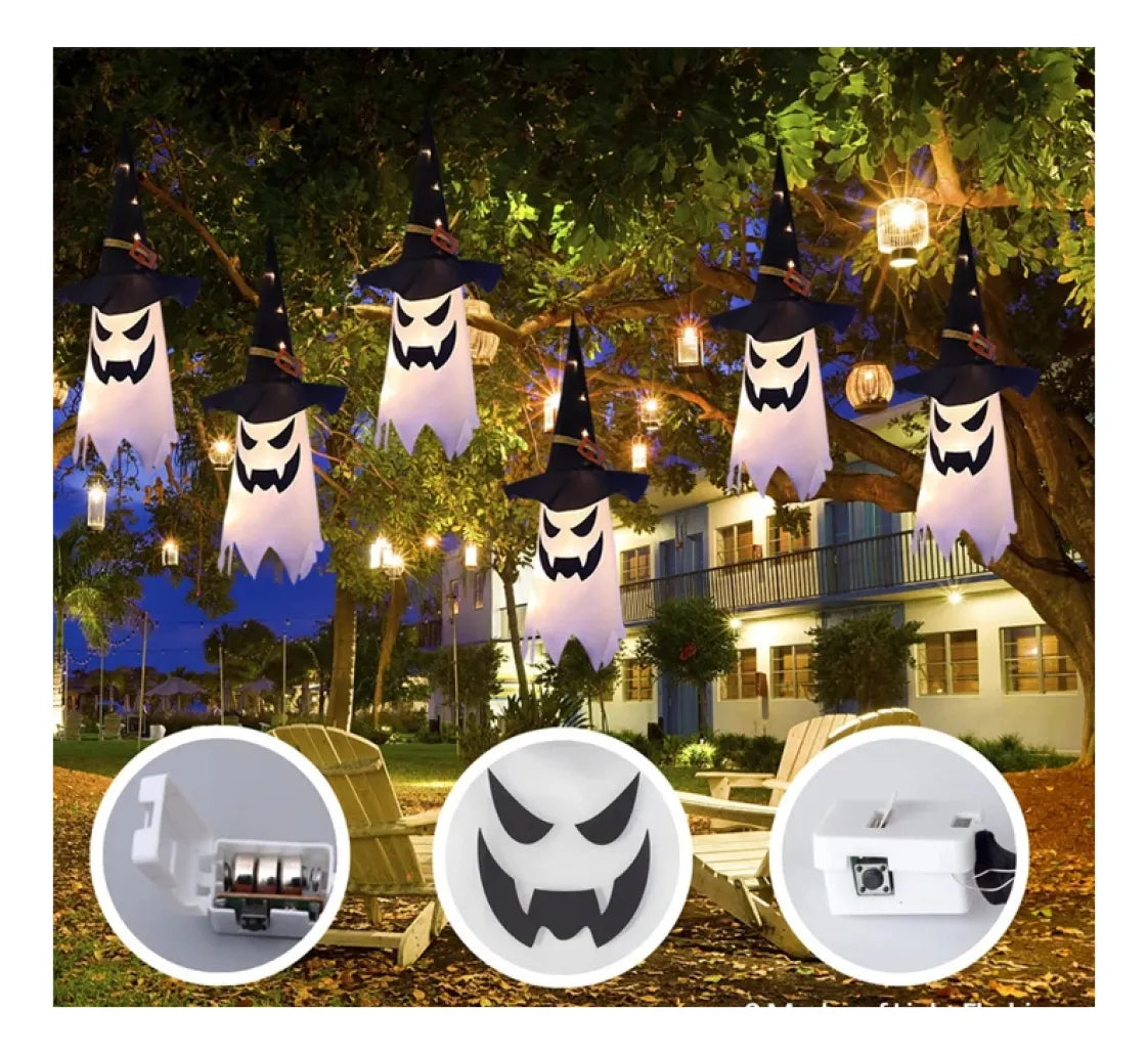 Fantasma Con Luz Halloween Colgante 45cm