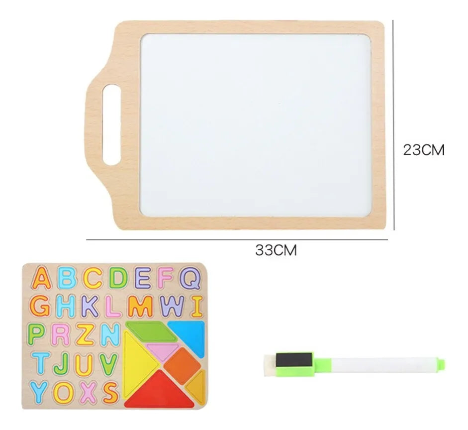 Pizarra Magnética con Letras y Formas de Madera Montessori