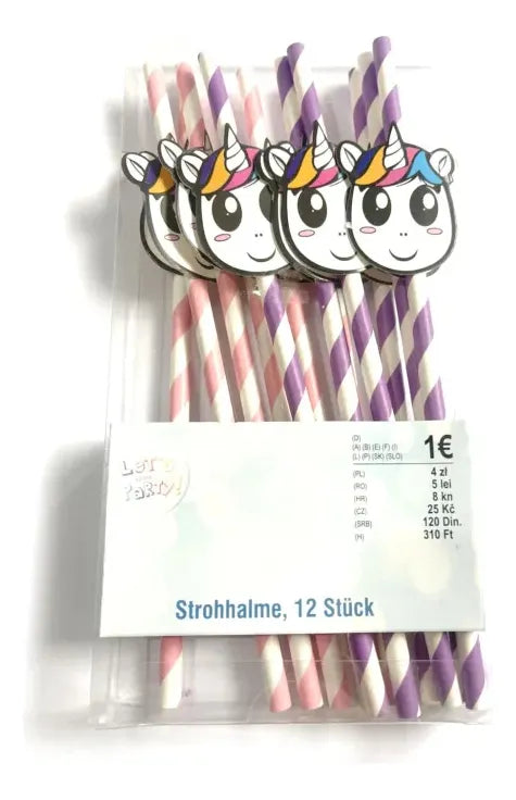 Sorbitos De Papel Unicornio Packx12 Fiesta Cotillon