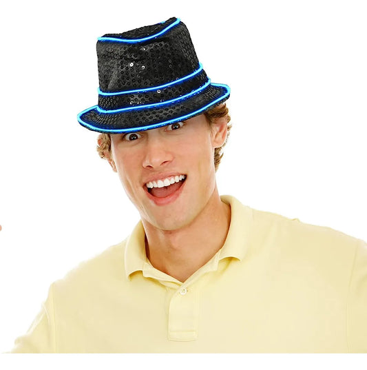Gorro Sombrero De Lentejuelas Led A Pila Control