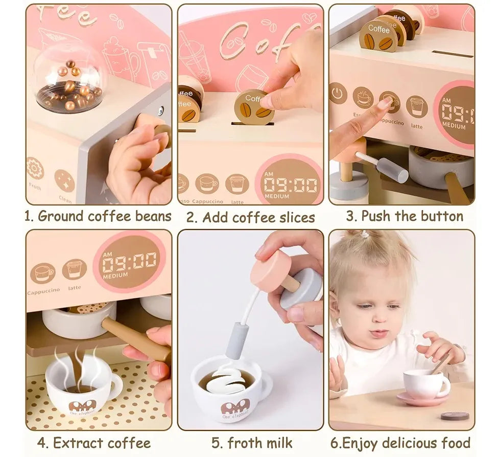 Cafetera De Juguete En Madera Montessori 22 Piezas