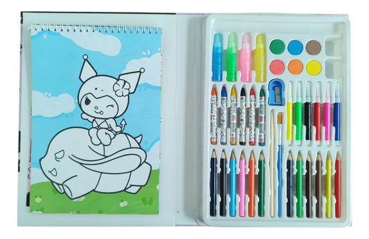 Set De Arte Kuromi 38 En 1 Colores Crayones Témpera