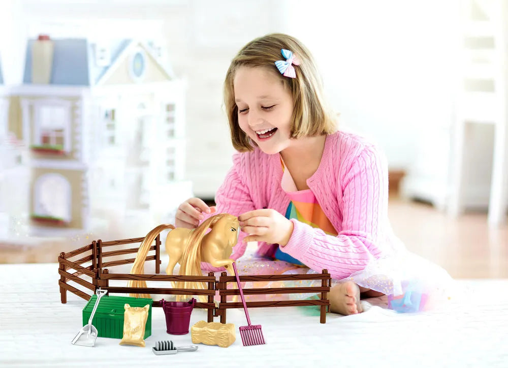 Set De 2 Caballos con accesorios de establo