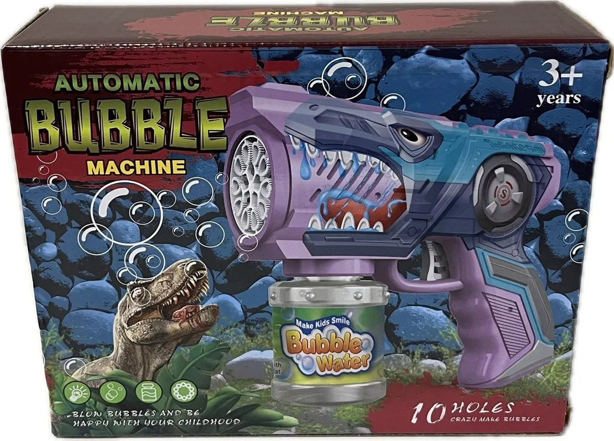 Pistola Burbujero Dinosaurio 10 Hoyos Automática