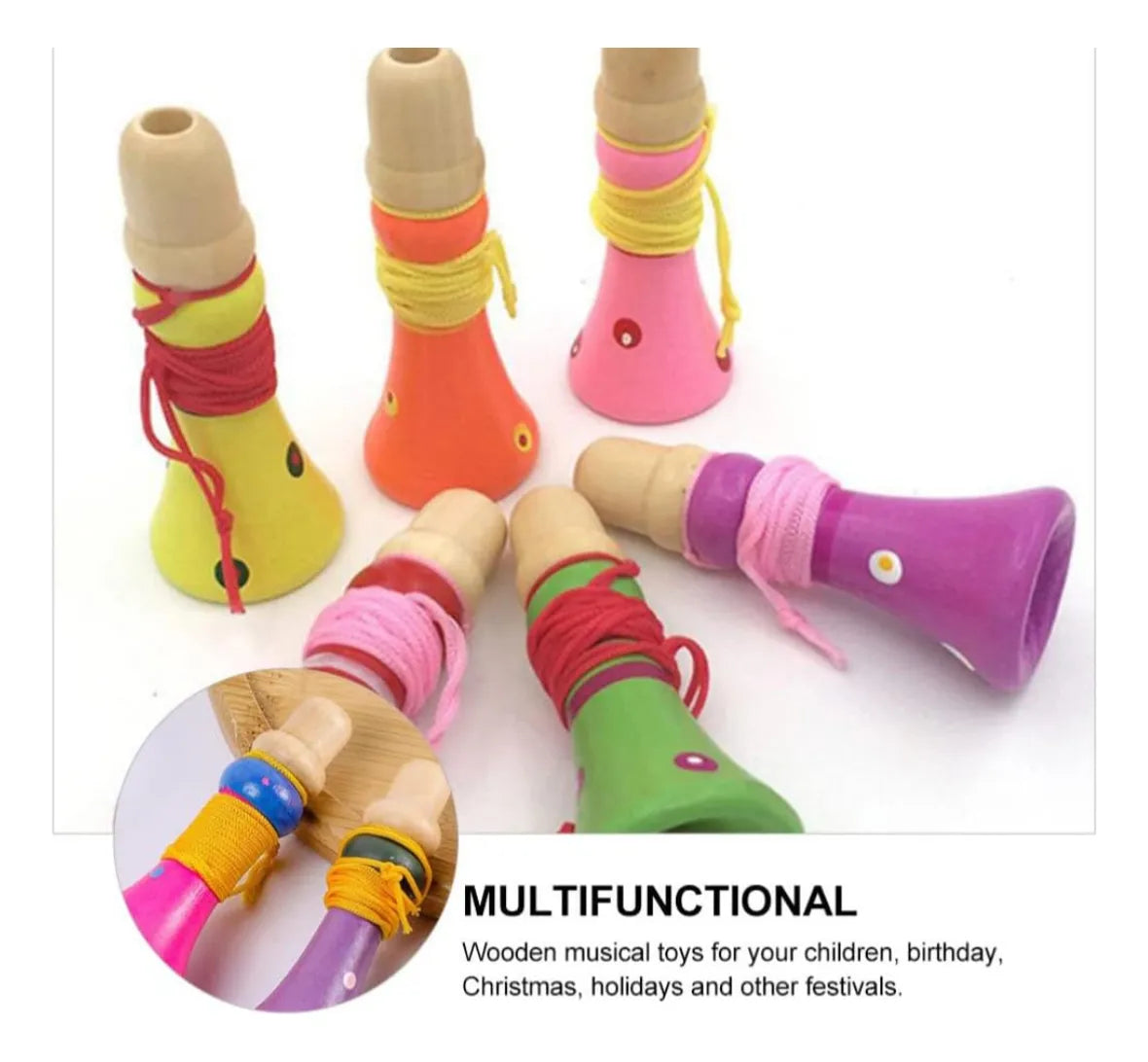Corneta En Madera Montessori 9cm X 2 Unidades