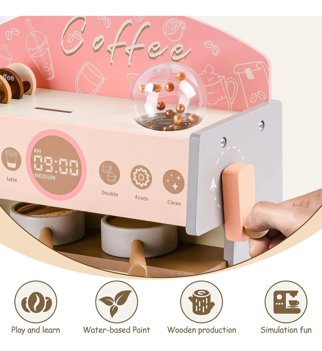 Cafetera De Juguete En Madera Montessori 22 Piezas