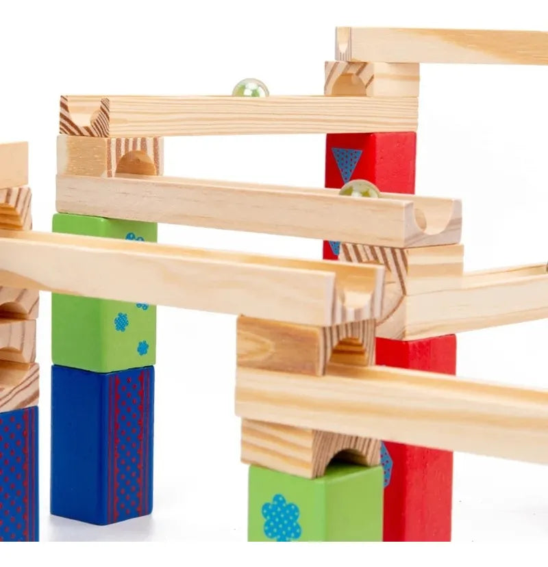 Pista De Bolitas En Madera Montessori 53pcs