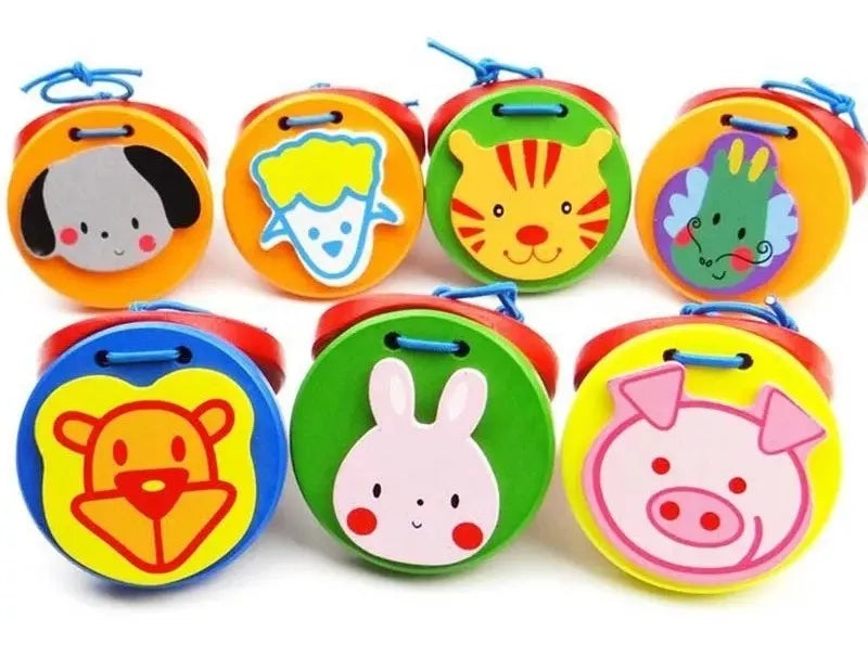 Castañuela Infantil en Madera Animales Montessori pack X2