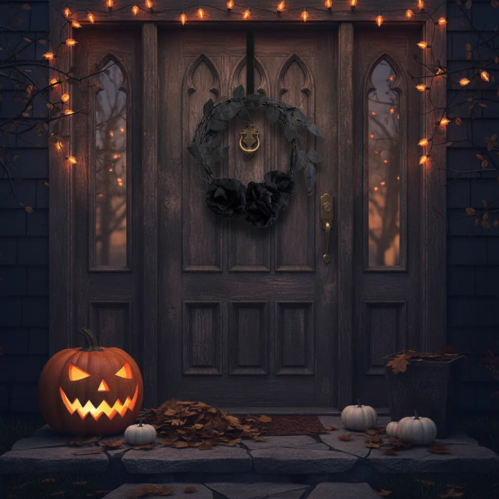 Corona Para Puerta Negra Decoracion Halloween