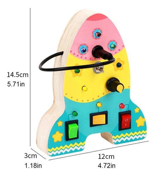 Cohete Tablero Montessori En Madera Con Interruptor