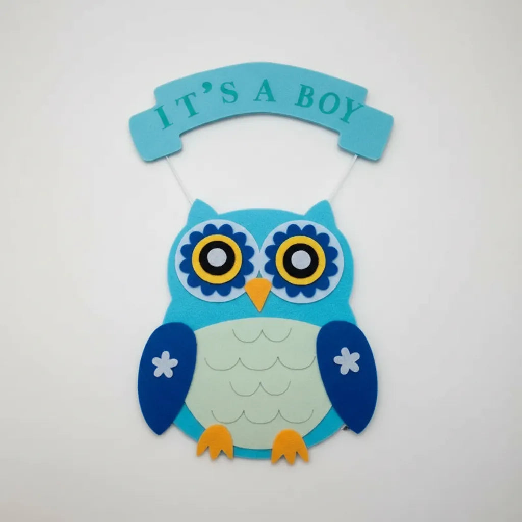 Cartel Colgante Buho Baby Shower Rosa O Celeste