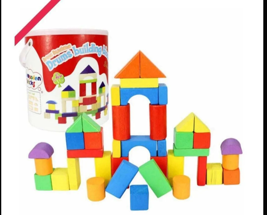 Bloques En Madera 40 Piezas Didácticos Coloridos