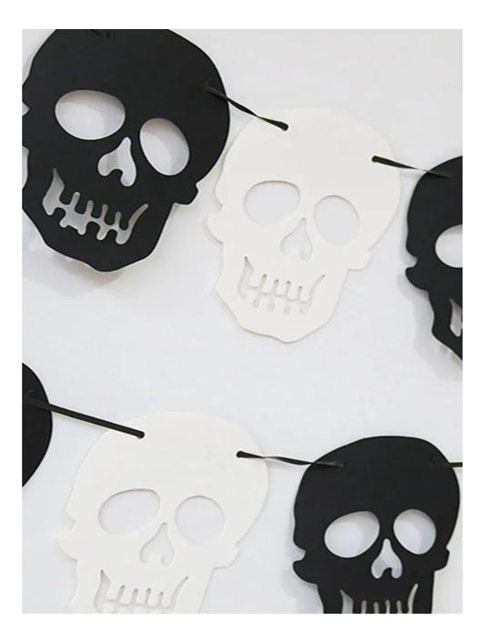 Guirnalda Calavera Blanco Y Negro Decoracion Halloween