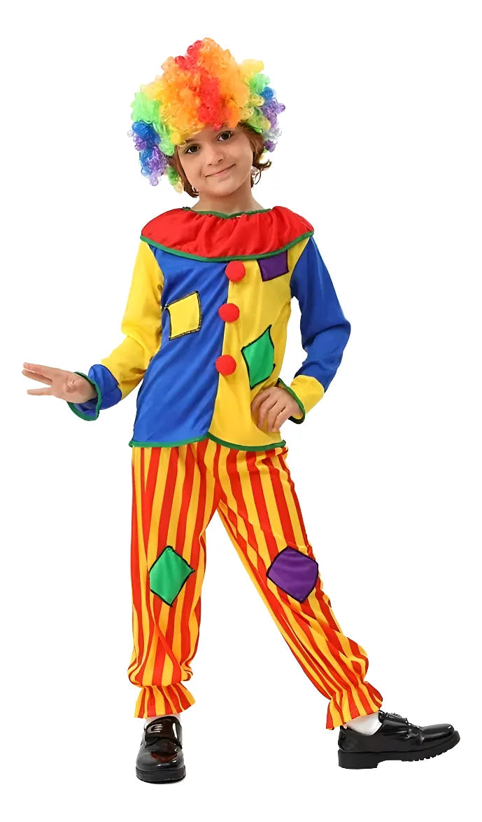 Disfraz Payaso Infantil Con Buzo Pantalón Y Nariz