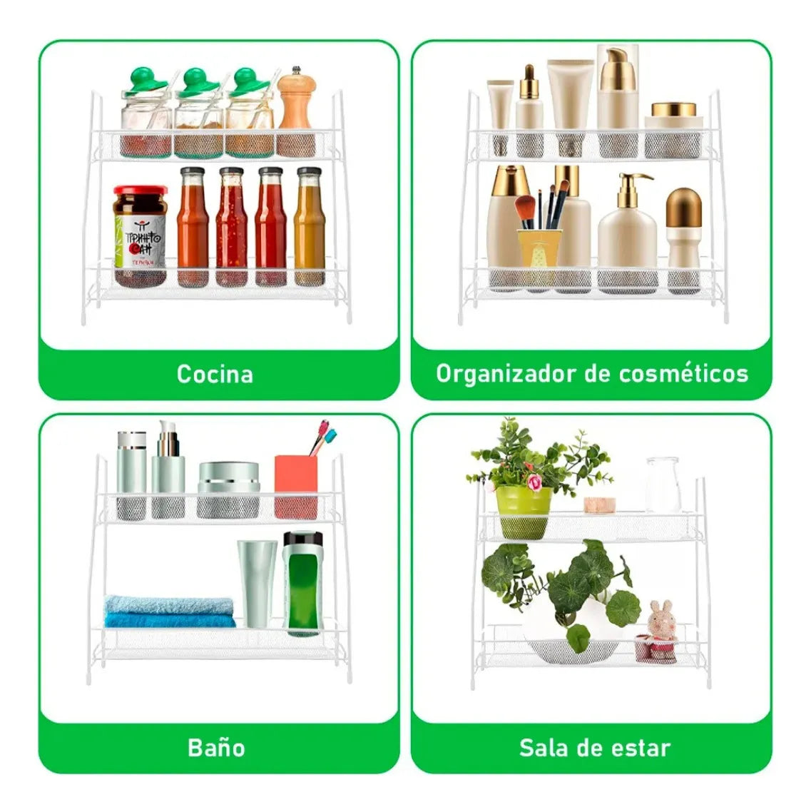 Organizador Estantería 2 Niveles Metal Cocina Baño