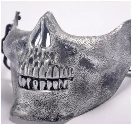 Mascara Media Calavera Oro Plata Halloween Disfraz
