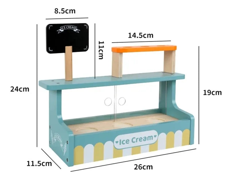 Juego de Heladería En Madera Oficio Montessori 12pcs