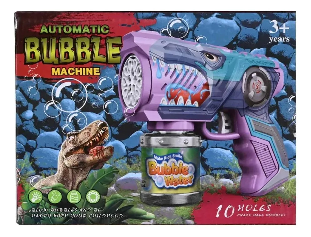 Pistola Burbujero Dinosaurio 10 Hoyos Automática