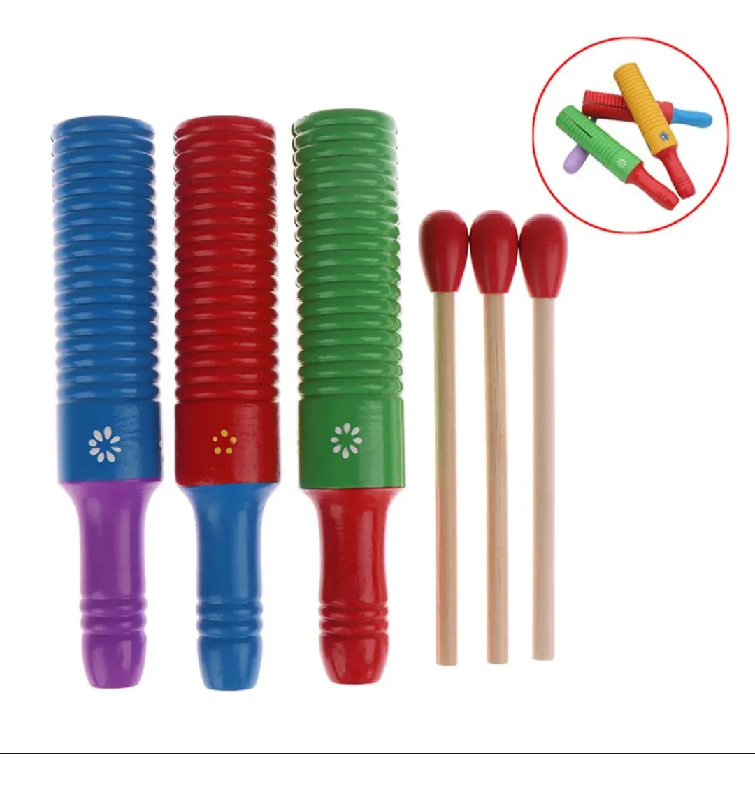 Instrumento Musical Infantil Guiro Rasca De Madera