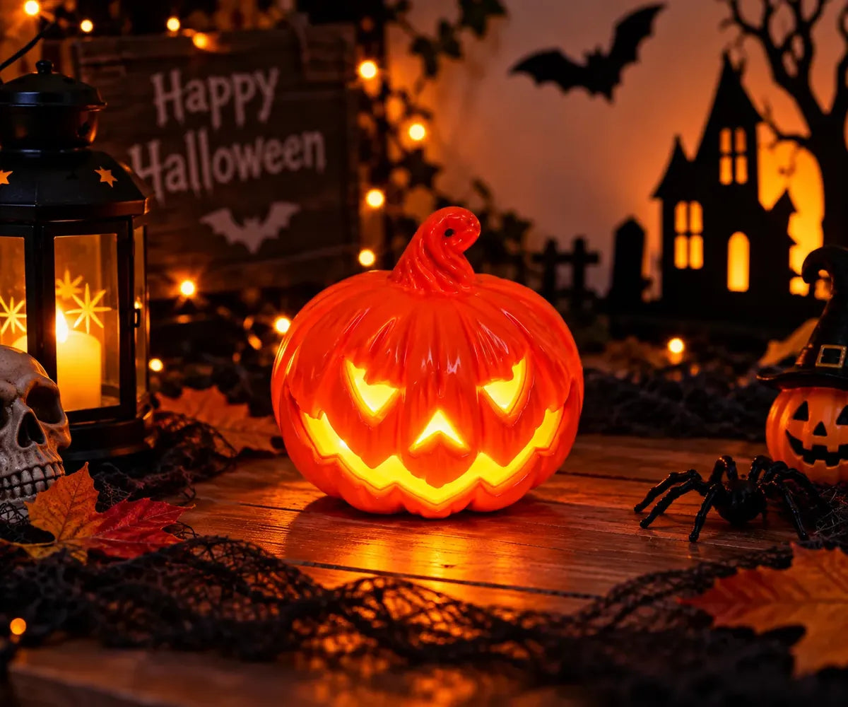 Lámpara Veladora Calabaza Halloween Grande 13cm
