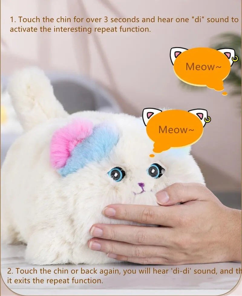 Peluche Gato Interactivo Sonido Maulla Movimiento