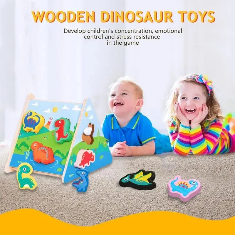 Juego De Encastre Triángulo Dinosaurio Montessori