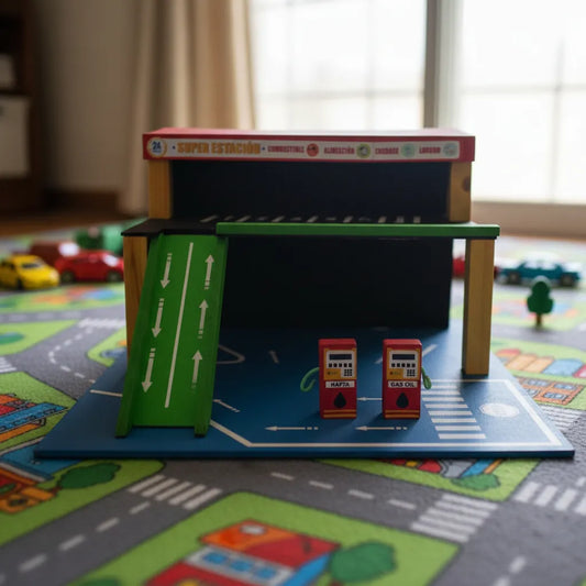 Pista Autos Estacion De Servicio Madera 2 Niveles