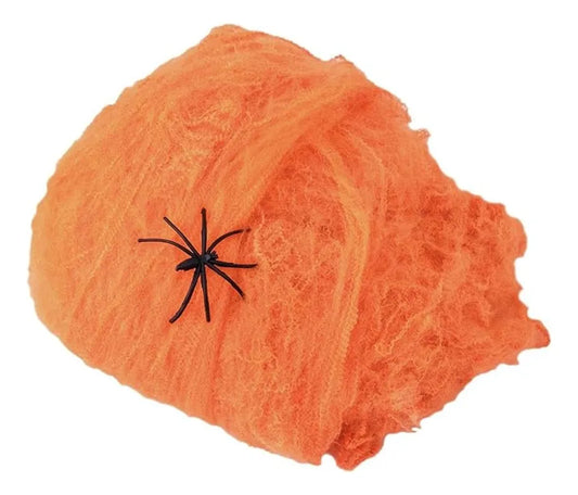 Tela De Araña Artificial Naranja 20 Gms Halloween