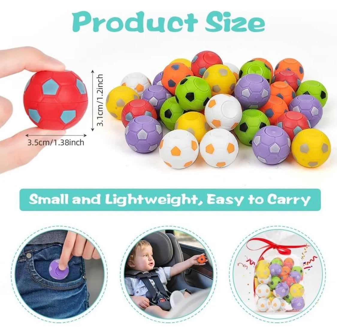 Spinner pelota de futbol pack x10 multicolor