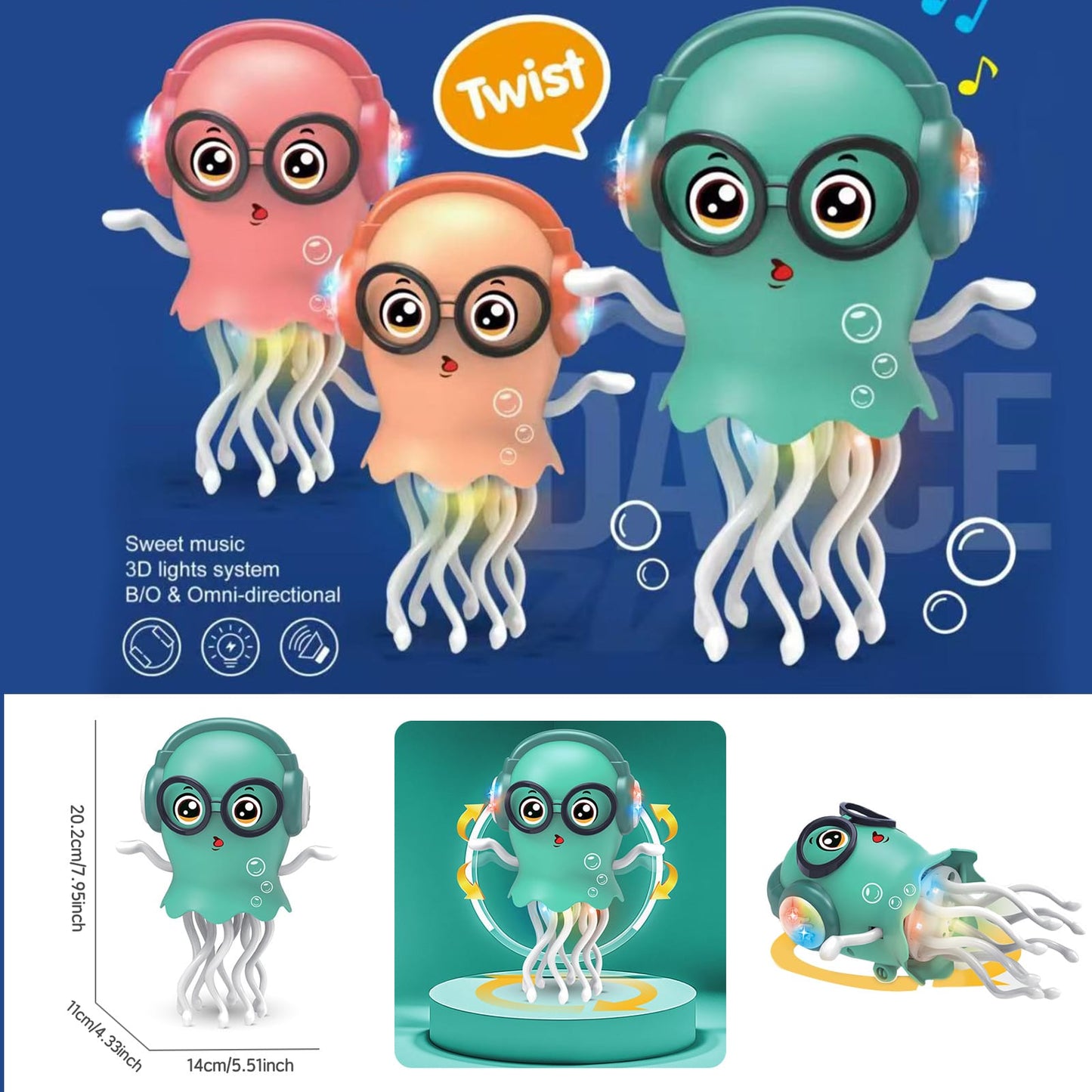 Pulpo Bailarín 360° Luz Sonido A Pila Viral Tiktok
