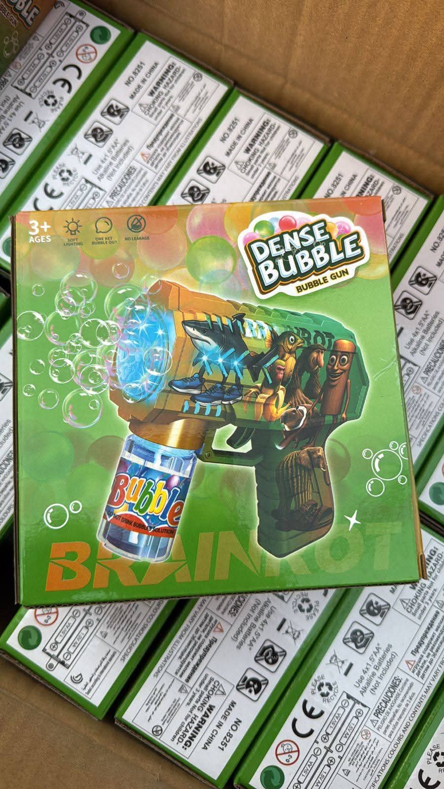 Pistola De Burbujas Automática 10 Hoyos Brainrot