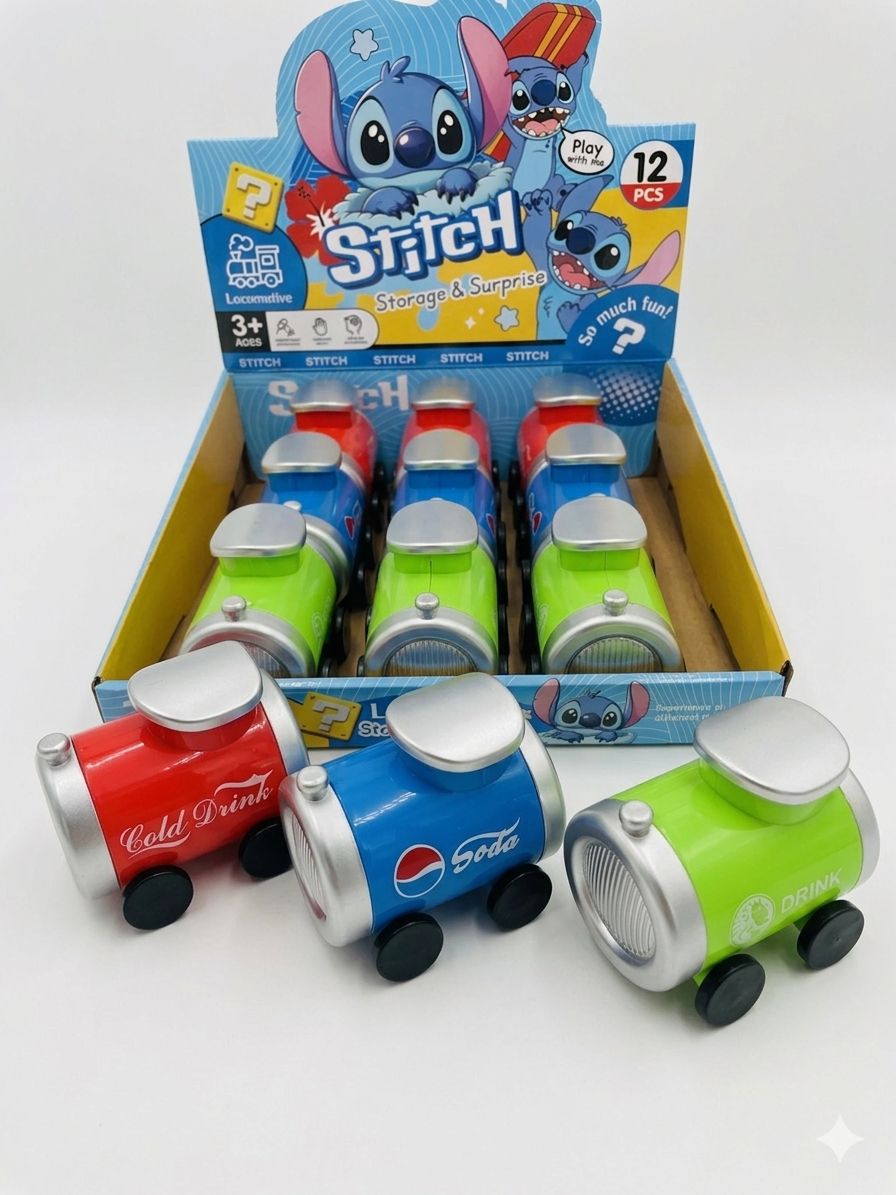 Lata Con Llavero Sorpresa Stitch Muñeco + Stickers